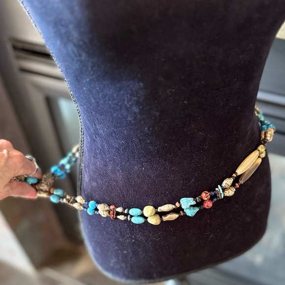 Chico’s belt, vintage, NWT, Blue Lagoon Belt mixed metals and stones. 2 strands - Picture 3 of 13